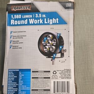 Black Round Work Light - 1,560 Lumen